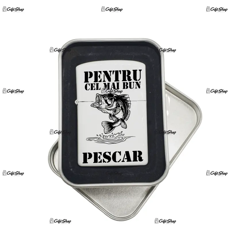 Cel mai bun pescar, bricheta metalica gravata laser cu mesaj